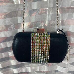 Kate Landry Black Jeweled Clutch Bag